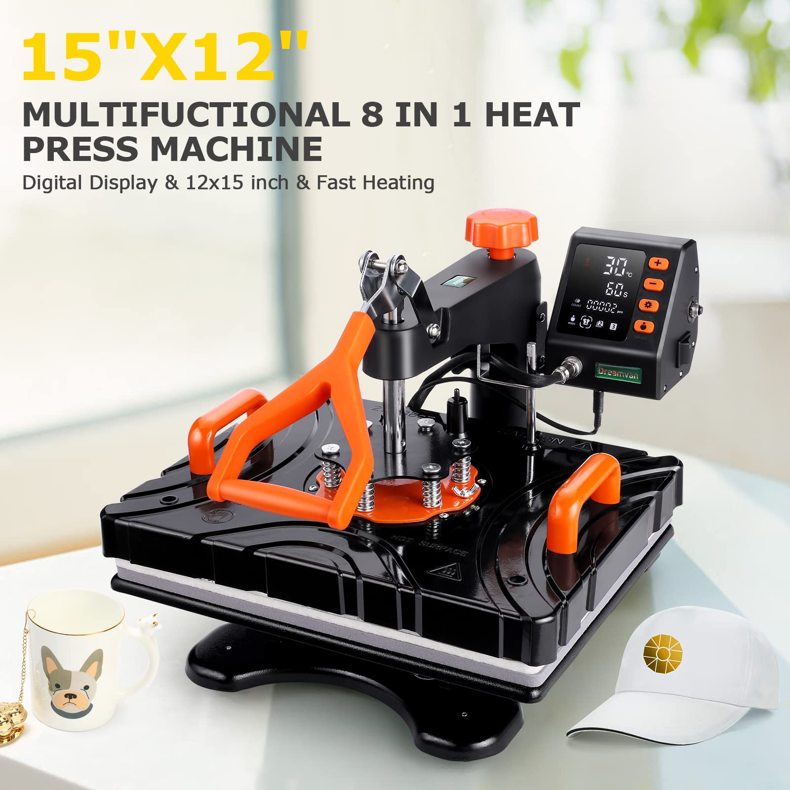 Amazon.com: DREAMVAN Upgrade Heat Press Machine,12x15 Inch 8 in 1
